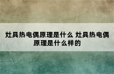 灶具热电偶原理是什么 灶具热电偶原理是什么样的